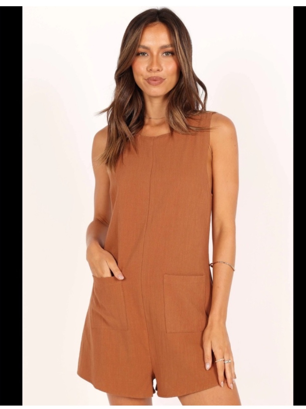 Petal & Pup Dory Playsuit Romper Brown Linen Blend Size 2